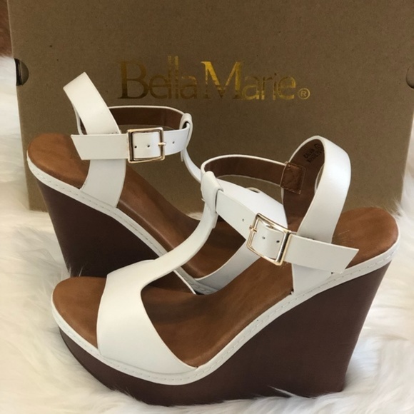 Bella Marie White Patent Leather Wedges - Picture 4 of 7